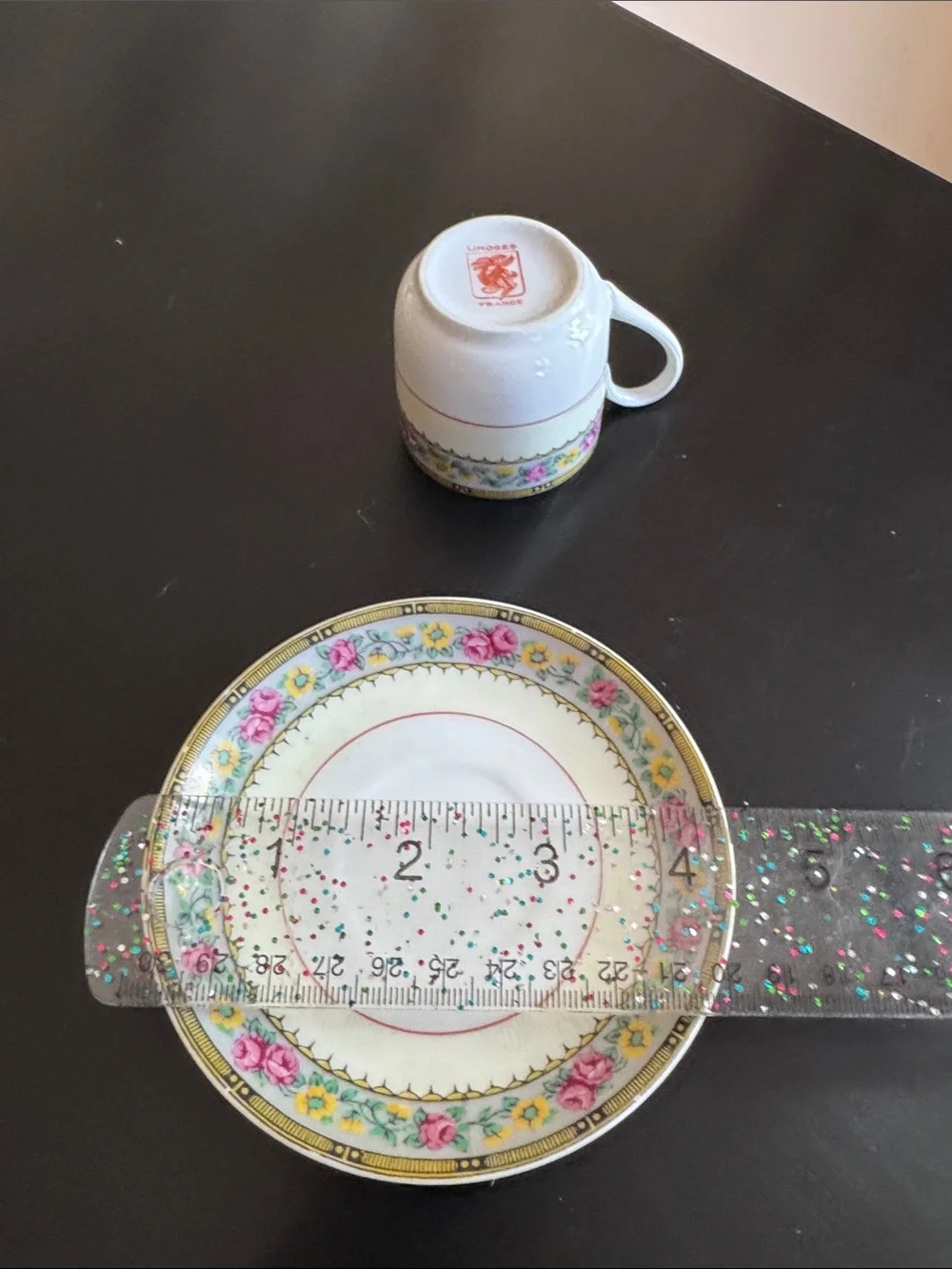 Vintage Limoges French White Floral Gold Trim Demitasse Cup and Saucer Set